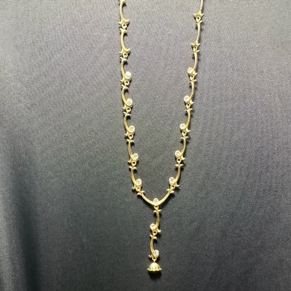 Vintage Avon Y-Shaped Necklace – Gold-Tone Vine with Diamond Rhinestones - Picture 1 of 4